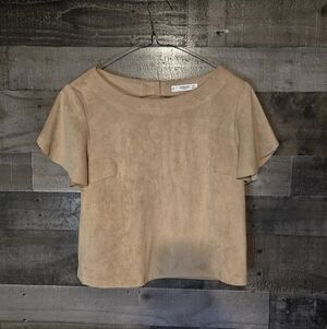 Mango Faux Suede Crop T shirt